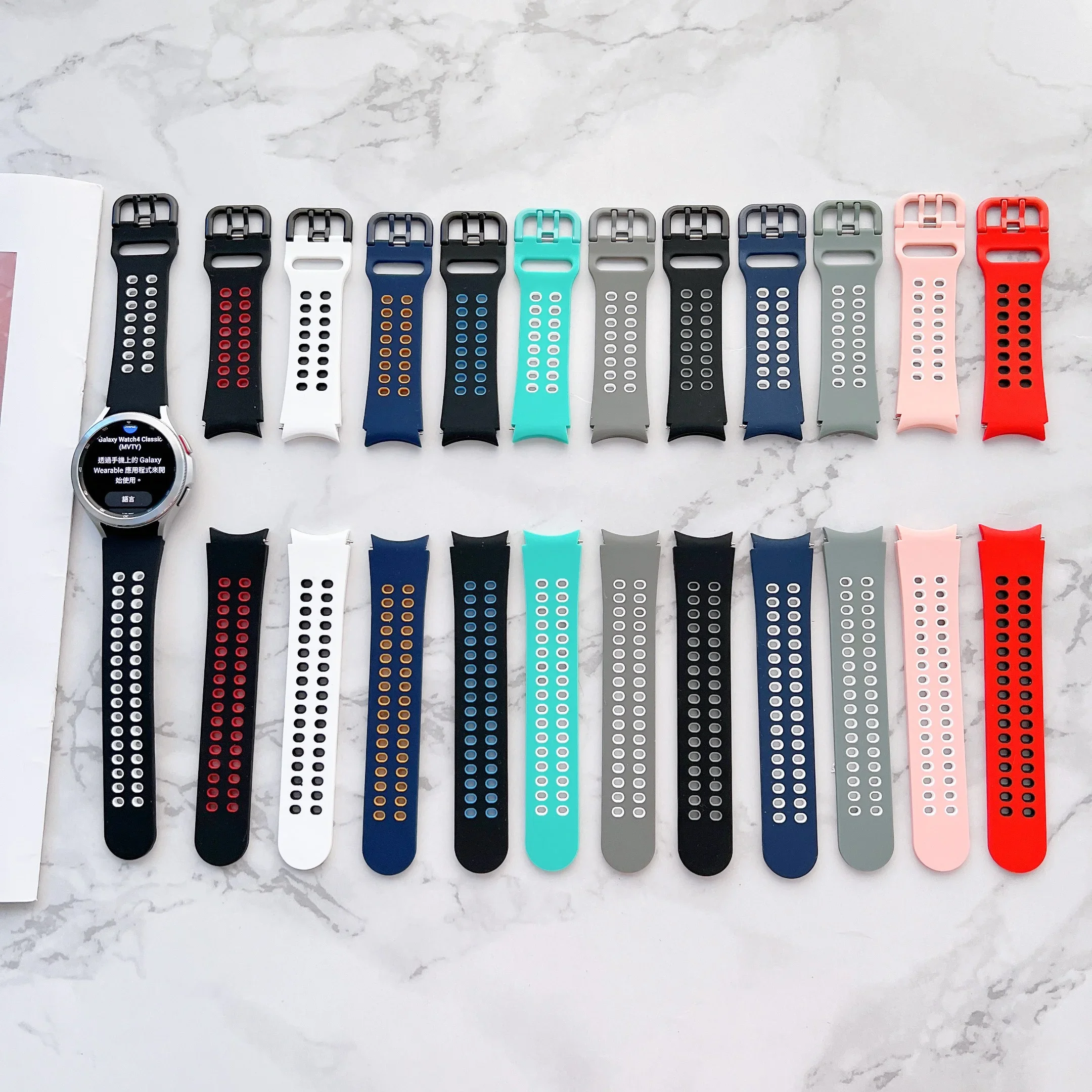 Фото Силиконовый ремешок для Samsung Galaxy Watch 4/6 Classic 42 мм, 46 мм, 43 мм, 47 мм, спортивный браслет для часов 7/6/5/4 40 мм, 44 мм №2