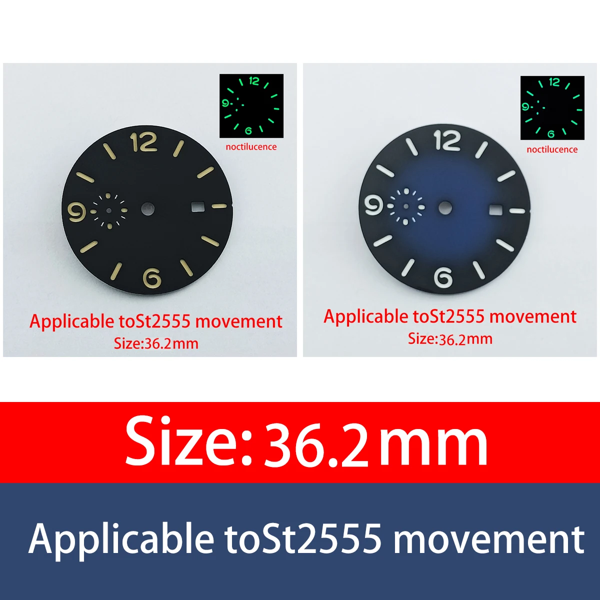 

36.2MM Watch Dial Replacement Luminous Watch Dial for ST2555 Movement Modification Spare Part