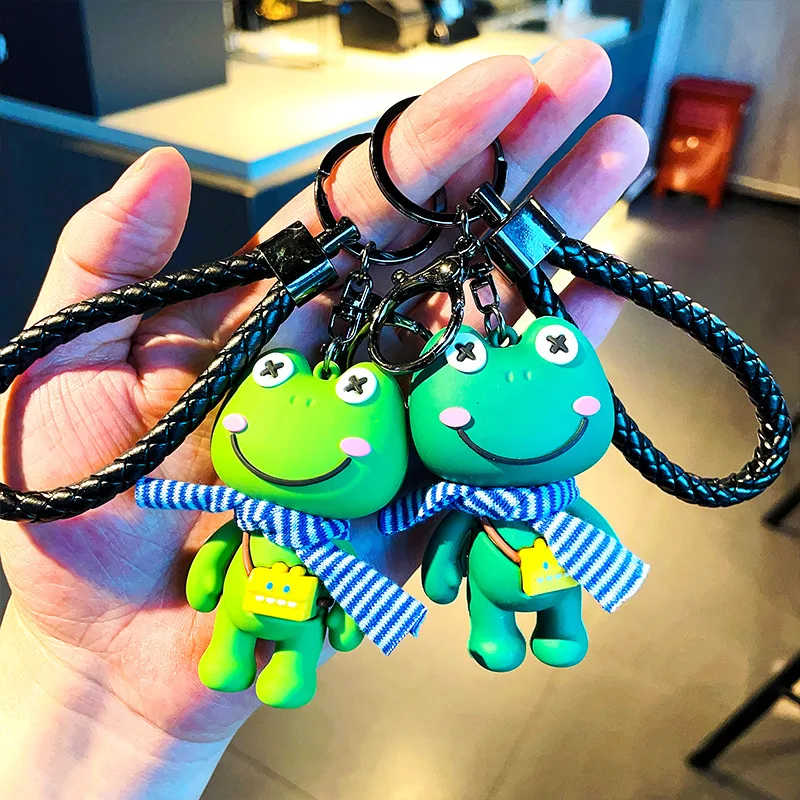 

Cartoon Super Cool Frog Keychain Cute Animal Keyring Pendant Male and Female Lovers Backpack Pendant Decoration Accessories Gift