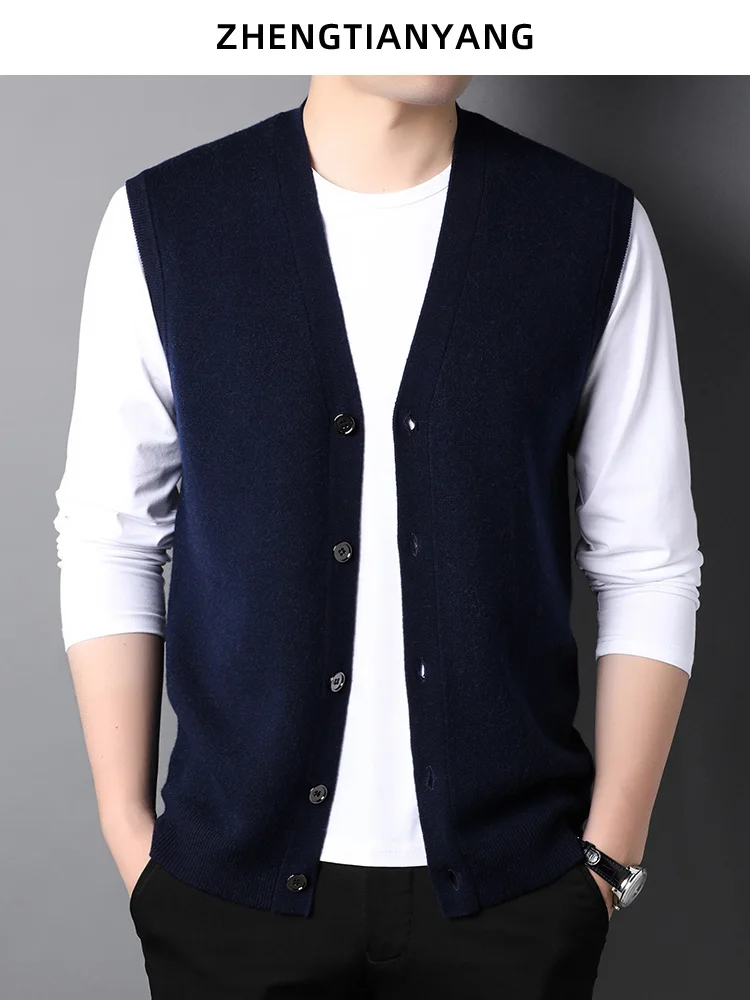 Свитер из чистой шерсти жилет мужской осенне-зимний шерстяной свитер с v-образным