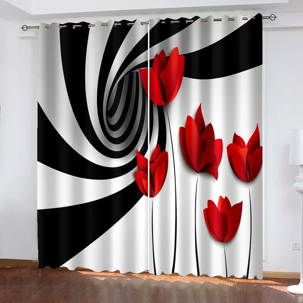 

NEW Photo 3D Curtains for Living Room Window black waves curtains 3D Curtains set For Bed room Living room Office
