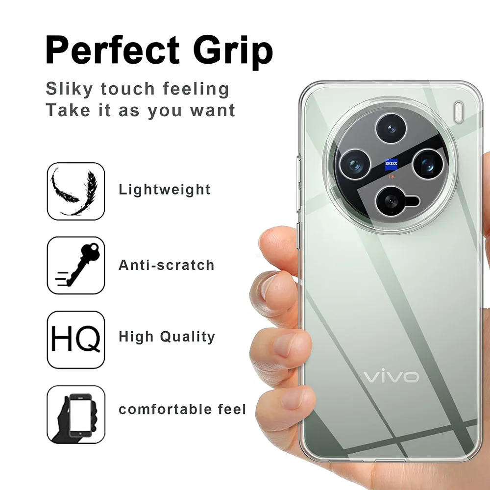 Ультратонкий прозрачный мягкий чехол для Vivo X300 X200 FE X100 X100S X90 X90S X80 X70 X50 X60 X50 Pro Mini Pro + Lite Silicone Cover Shell (art.: 3920d3f25cf3e) - 3920d3f25cf3e
