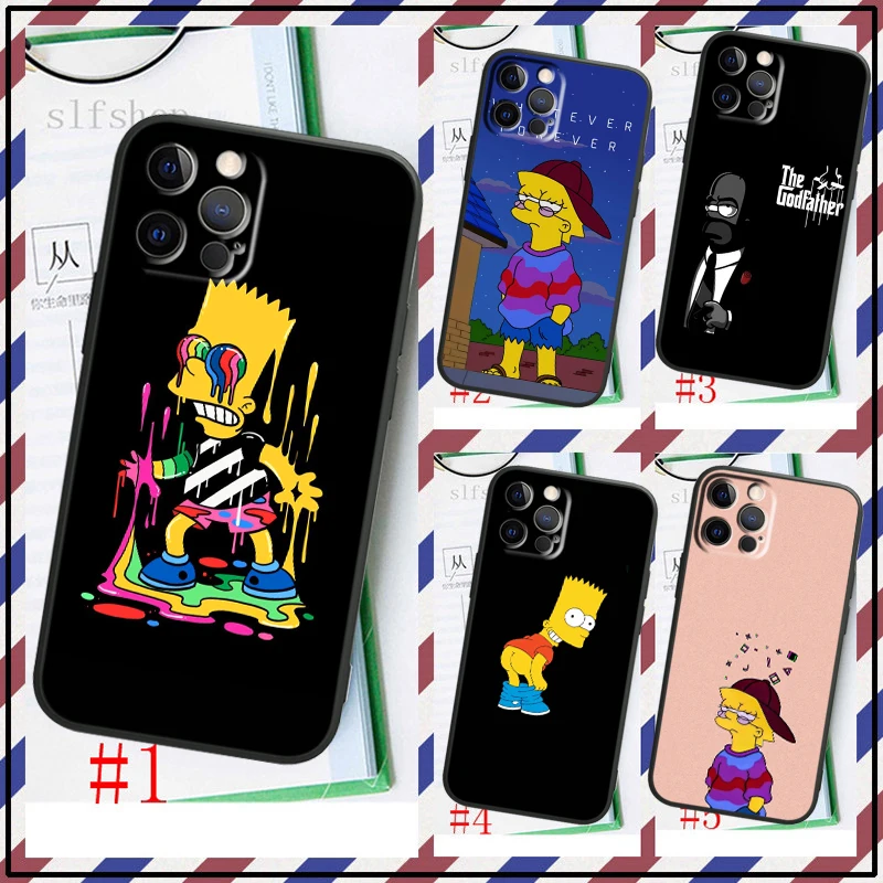 

Anime Simpsons Lisa Bart Phone Case For Apple iPhone 14 13 12 11 SE XS XR X 7 8 6 5 mini Plus Pro MAX 2020 Black FUndas TPU