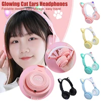 flash light cute ear phones wireless with mic stereo music can gift bluetooth kids girls led phone gamer close r9m3