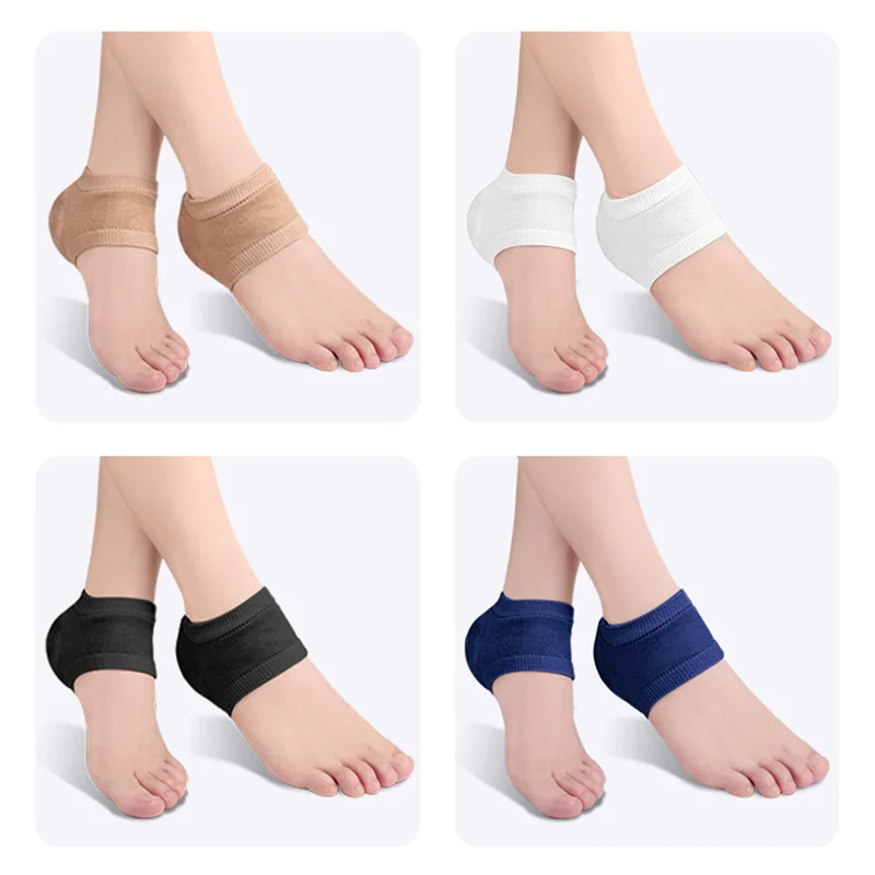 

2pc Gel Heel Protector Sleeve Silicone Heel Pads Heel Support Feet Care Skin Repair Cushion Half-yard Socks Solid Women Socks