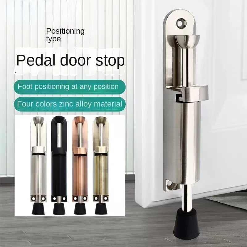 

Stainless Steel Telescopic Door Stopper Silver Spring Loaded Step-On Door Holder Door Stops For Household Hardware