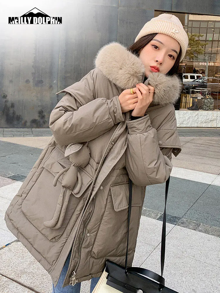 2022 Winter Coat Women Oversized with bear Fur Hooded Female Winter Long Sleeve Loose Jacket Outwear Parka Women Autumn Clothes