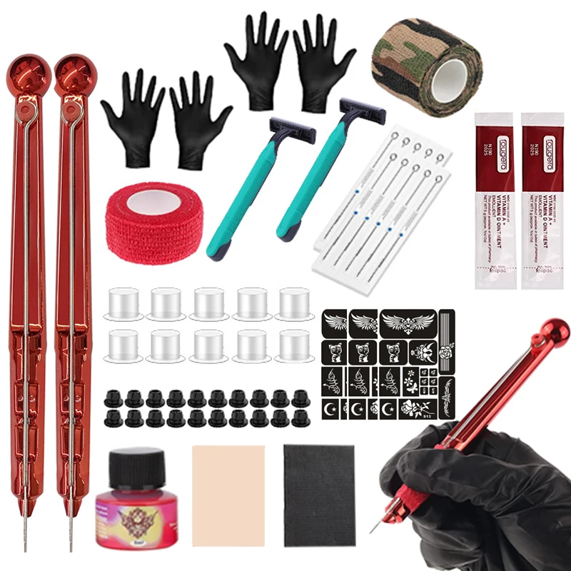 

Ручной инструмент для татуировки, Иглы для татуировки, инструмент для протыкания, набор для татуировки, ручной тыкать и палочка для художественных наборов для татуировок