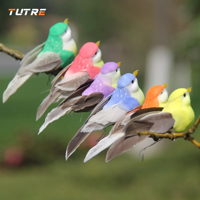

6Pcs Simulation Feather Birds Models Fake Artificial Foam Animal Wedding Home Garden Figurine Ornament Miniature Decoration