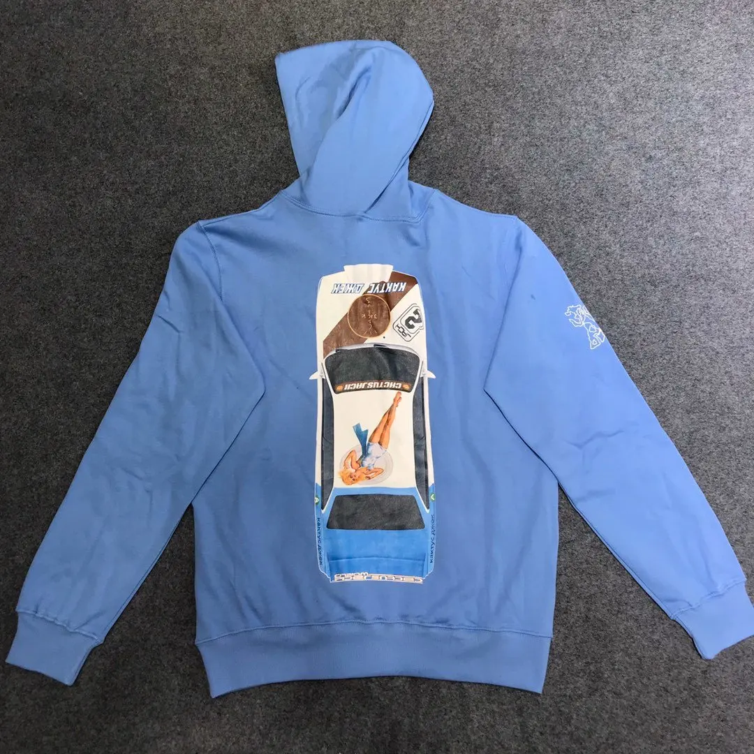 

2020 Top Version TRAVIS SCOTT JACKBOYS Car Printed Women Men Blue Hoodies Sweatshirts Hiphop Oversized Men Hoodie Pullover