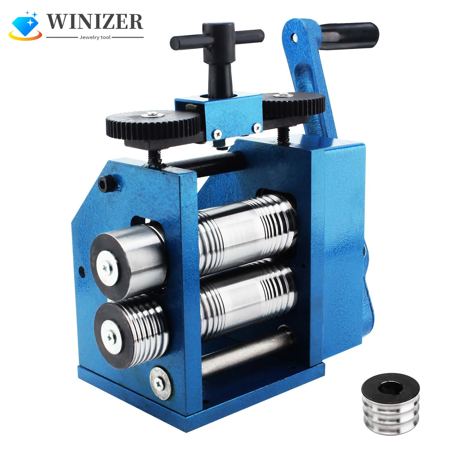 Sheet Square Semicircle Pattern Wire Roller Gear Ratio 1:2.5 Two Roll Mill Machine Mini Goldsmith Gold Jewelry Rolling Mill