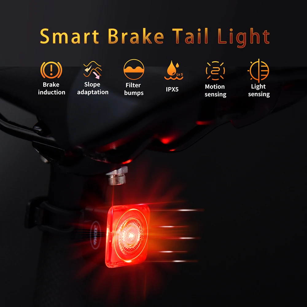 

Toptrek Bicycle Smart Sensor Brake Tail Light MTB Taillight Rechargeable Rear Light Bicycle Bike Light Cycle Bicycle Accessories