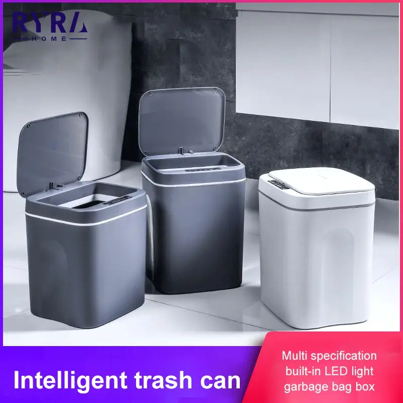 

Electric Touch Trash Bin 16L Automatic Sensor Dustbin Automatic Intelligent Induction Bin For Home Kitchen Bathroom Garbage Tool