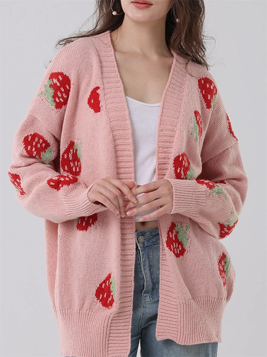 Женский вязаный кардиган с длинным рукавом