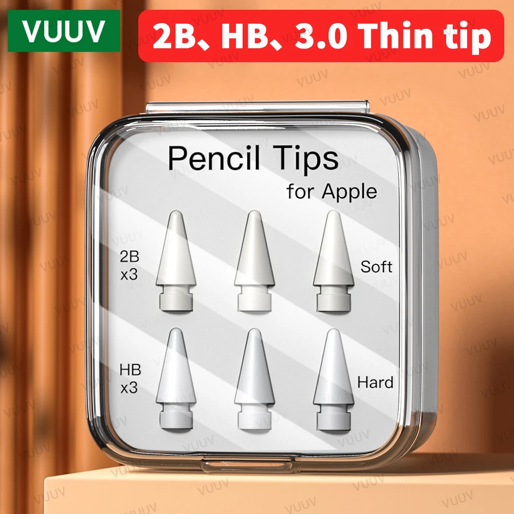 3/6pcs Replacement Nib For Apple Pencil Tips Double Layer 2B/ HB/ Thin Super Durable Nib For Apple Pencil 1st 2nd Generation Tip