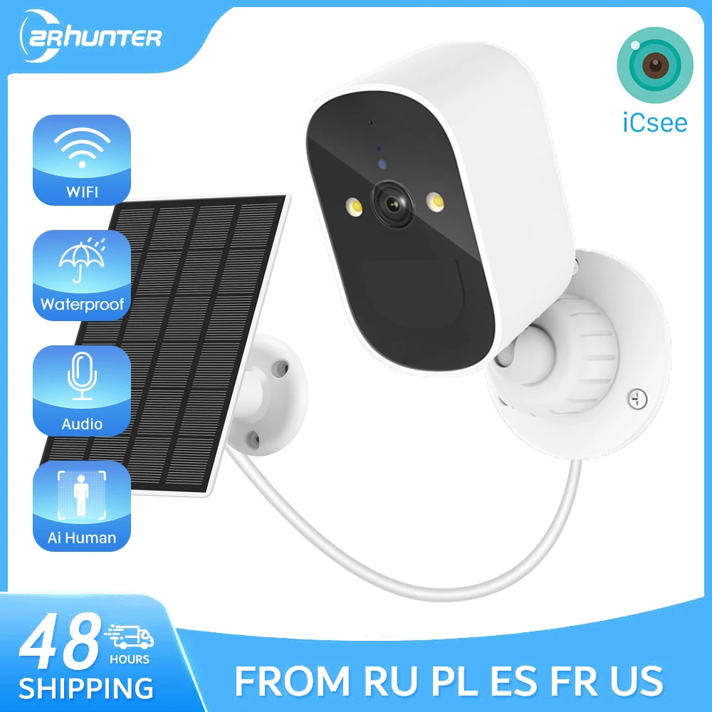 2MP WIFI IP Camera Solar Panel Rechargeable Battery Wireless CCTV Security Camera Outdoor IP66 PIR Motion Video Surveillance