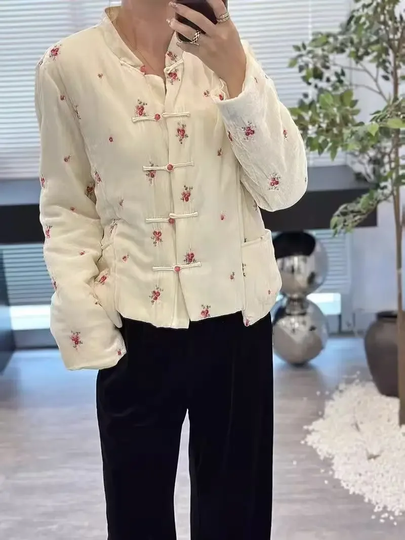 Винтажные куртки-бомберы в китайском стиле с цветочным принтом и кавайным