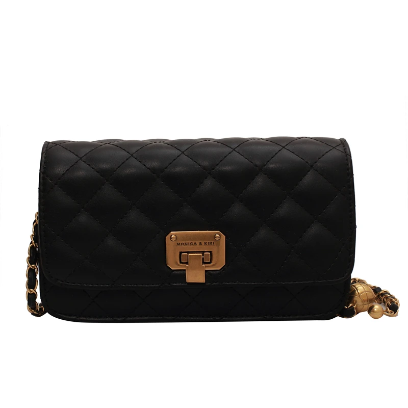 

ACELUR Rhombus PU Leather Small Shoulder Bag All-match Fashion Solid Single Shoulder Bag Ladies Banquet Shopping Metal Chain Bag