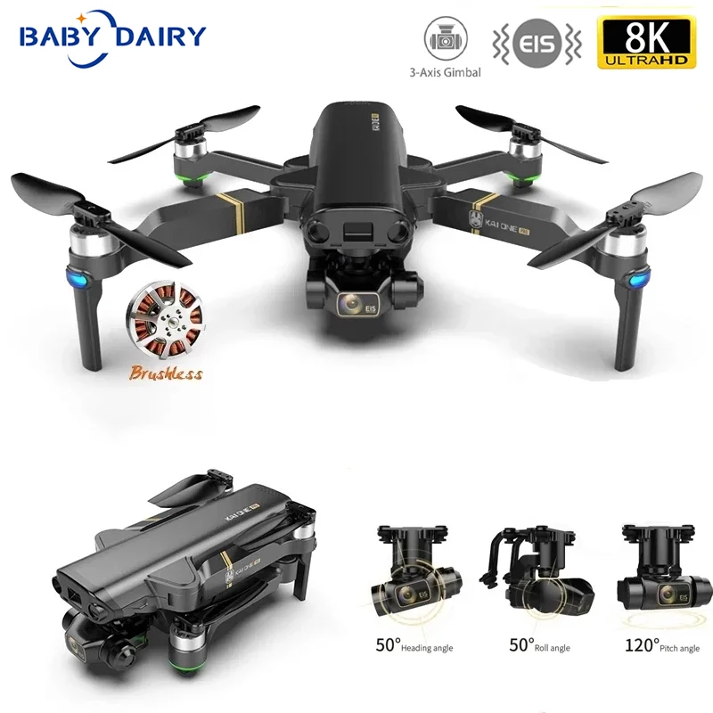 

Квадрокоптер KaiOne Pro Drone 6k, 8k, Gps, карданный подвес, 3-осевая камера, бесщеточный двигатель, карта TF, расстояние 1200 м, время полета 25 минут
