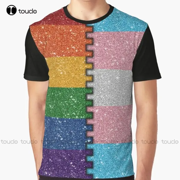 

Футболка с рисунком из искусственных блесток, радуга и трансгендер, гордость, флаг, графический фон, смешная художественная уличная одежда, мультяшная футболка