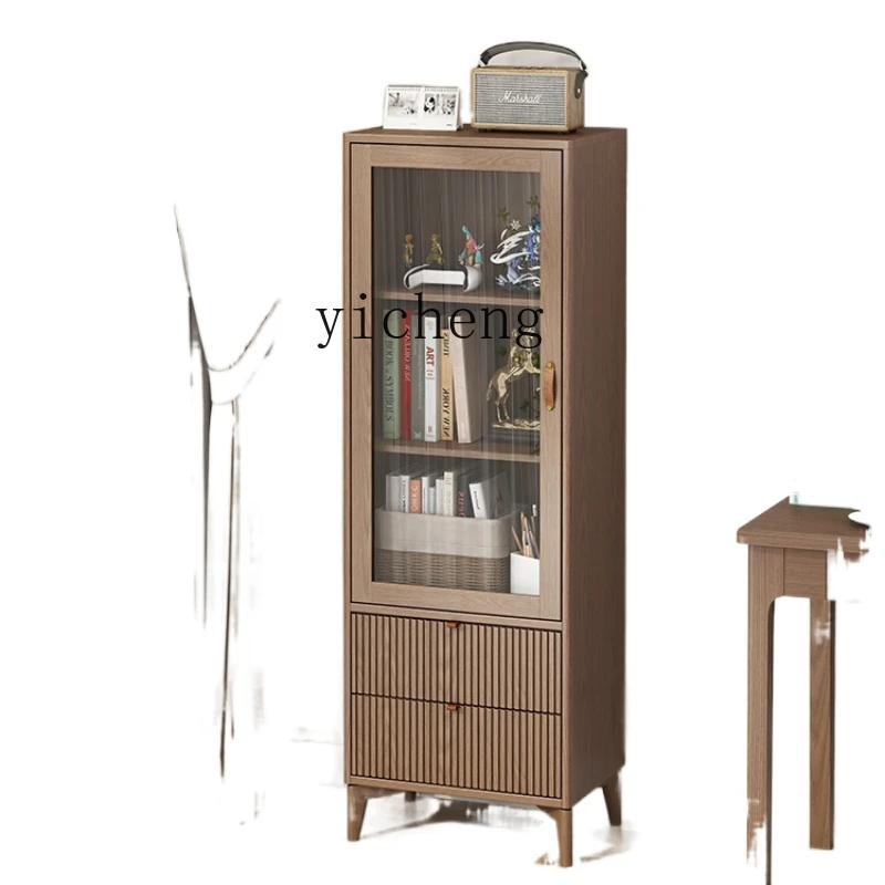 

ZC Wooden House Solid Wood Bookcase Simple Modern Display Cabinet Household Magazine Cabinet