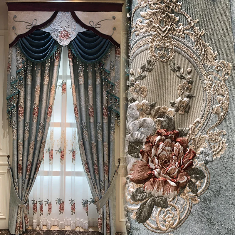 

High Quality Embroidered Curtains for Living Room and Bedroom Blackout Curtain Curtains for Living Room Luxury European