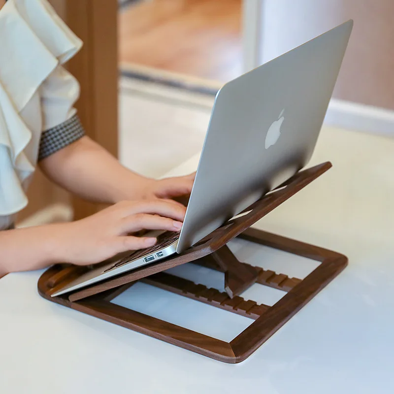 Wooden laptop folding vertical stand desktop lifting heat dissipation rack portable tablet mini bracket