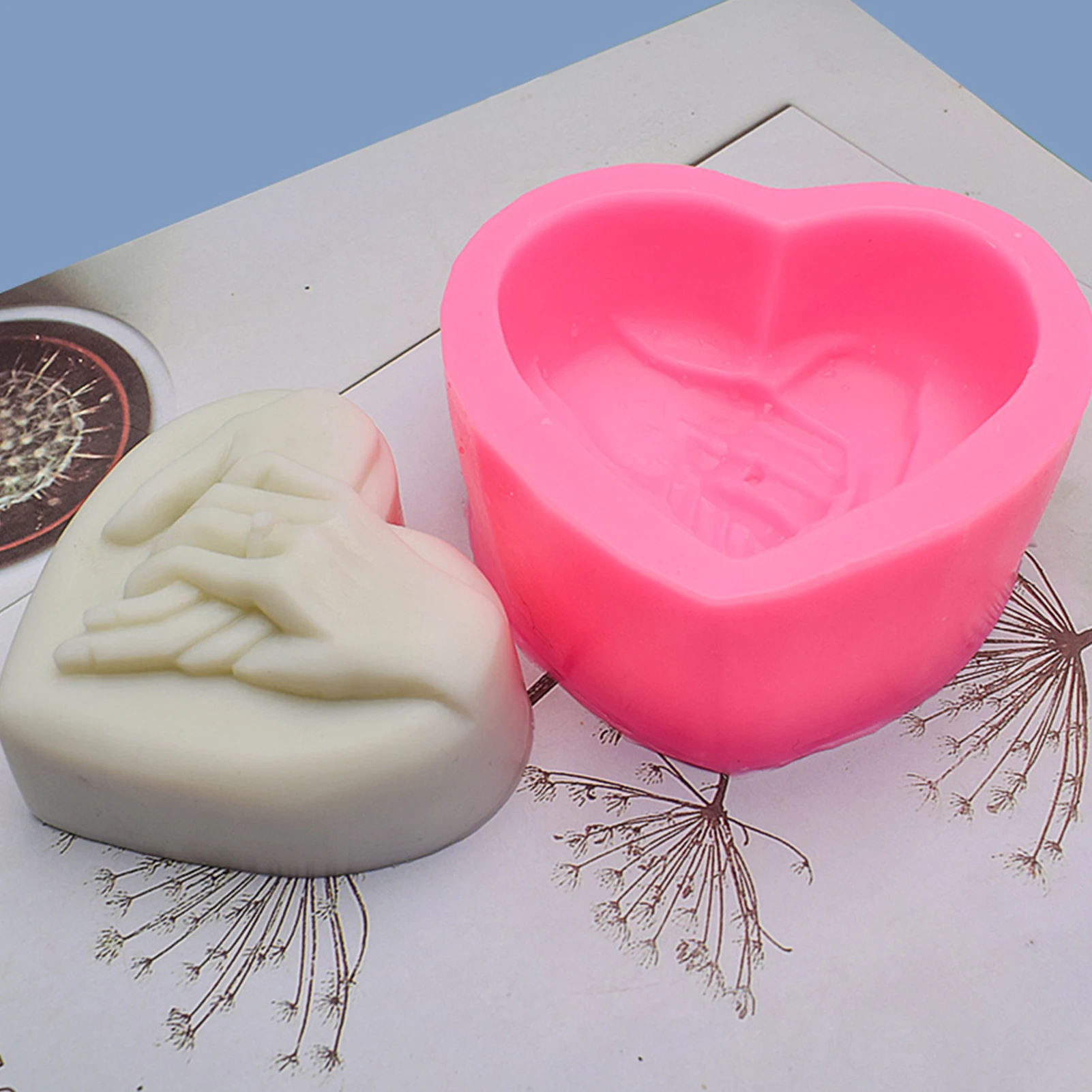 

Heart Love 3D Soap Silicone Mold Hold Hands DIY New Romantic Valentine's Day Cake Chocolate Handmade Candle Mold Supplies