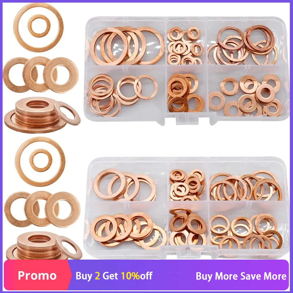 

M5 M6 M8 M10 M12 M14 M16 M20 Pure Copper Gasket Solid Washer Sump Plugs Oil Seal Oring Engine O Ring Flat Washers Spacers Kit