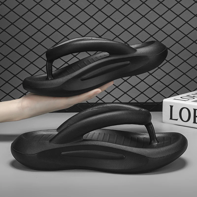 

Thong Flip Flops Men Cloud Slippers Summer Shoes 2023 Memory Foam Pillow Slides Orthopedic Clip Toe Arch Support Beach Sandals