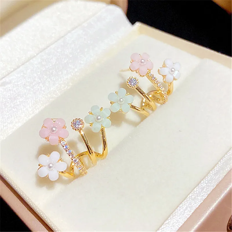 

Micro Pave Bar Flowers Stud Earrings Candy Colors High Grade Cute Pendientes Mujer
