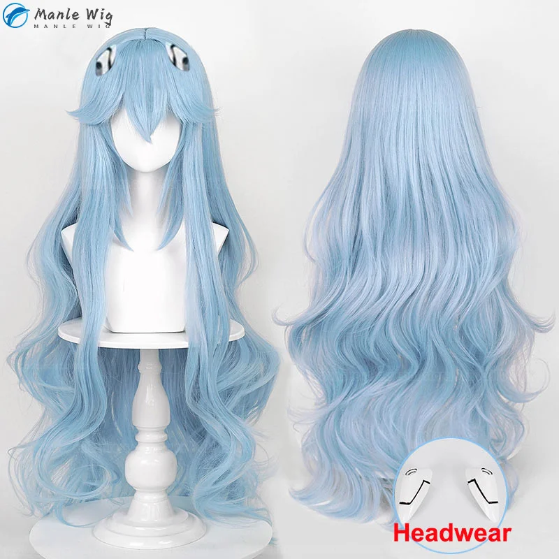 

High Quality 100cm Long Ayanami Rei Cosplay Wig EVA Cosplay Blue Wave Hair Heat Resistant Hair Halloween Party Wigs + Wig Cap