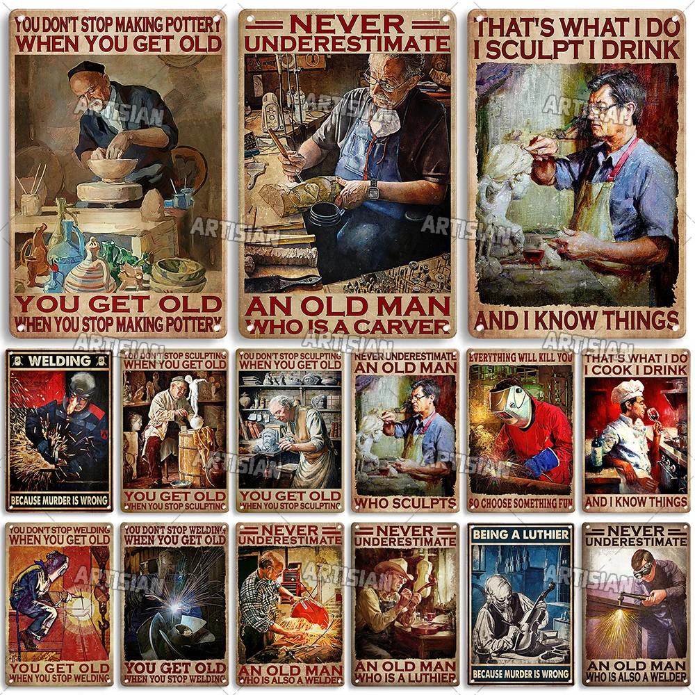 

ARTISIAN Classic Worker, металлический жестяной знак, настенная пластина, металлическая пластина, декоративная пластина, искусство, металлическая фот...