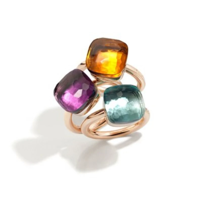 

MILAND Italy Luxury Brand Jewelry 925 Silver Rose Gold NUDO Gemstone Ring For Women Fashion Style Gift