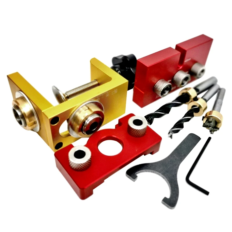 

3 In 1 Dowel Jig Aluminum Alloy Pocket Hole Jig 8/10/15Mm Drill Guide Locator For Wood Board Splicing Tool