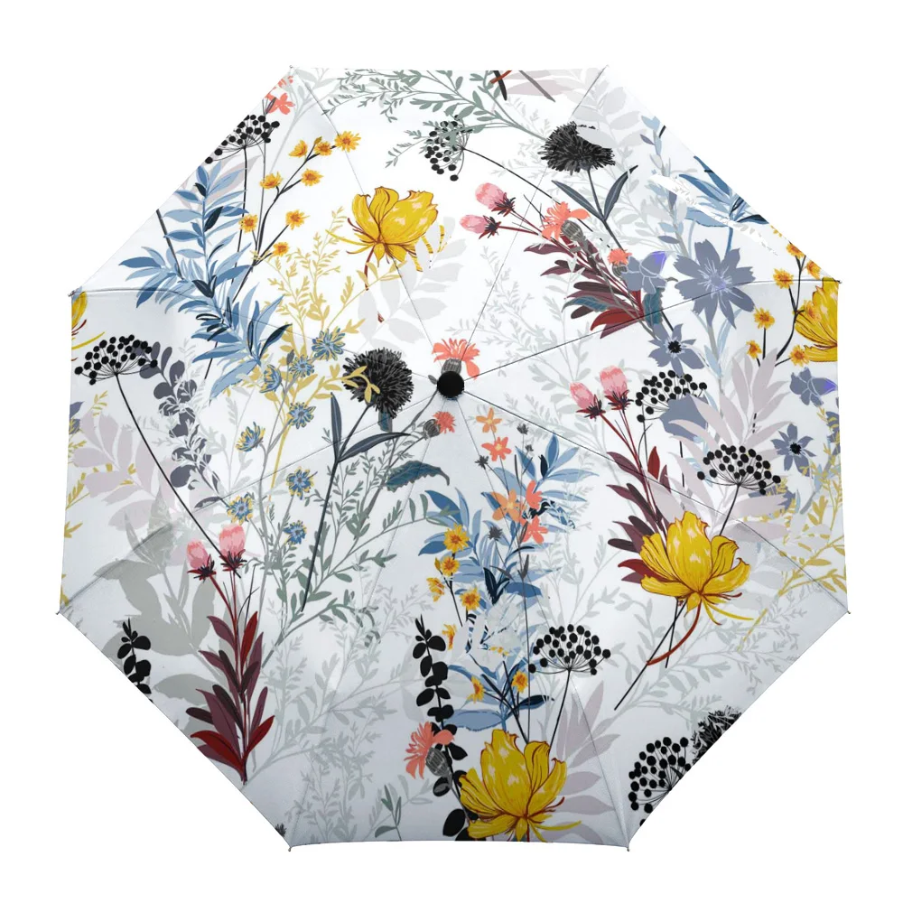 

Flower Plant Dandelion Leaves Print Women Men Rain Umbrella Three Folding Girl Durable Portable Automatic Umbrellas Gift Parasol