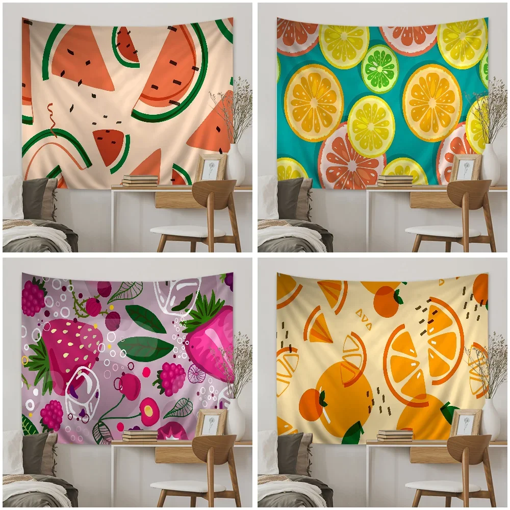 Фруктовая иллюстрация аниме гобелен индийский Будда украшение на стену ведро