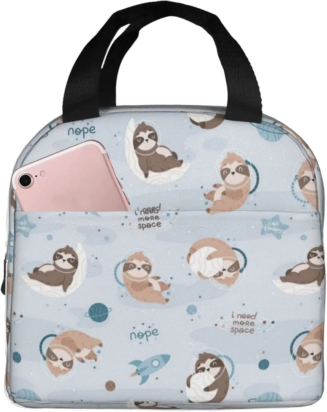 

Lunch Bag Insulated Cartoon Sloth Astronauts Lunch Box Reusable Waterproof Lunch Tote Bag for School Work College Travel Picnic