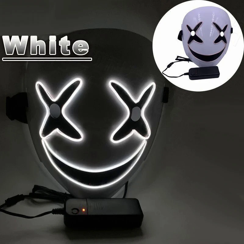 Nowa kreatywna maska LED Halloween Clown Glow Mask Biały Zielony Niebieski Czerwony Płaczący Uśmiech Klauna