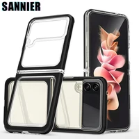 sannier folding transparent phone case for samsung galaxy z fold 3 shockproof clear back cover for galaxy z flip 3 simple case