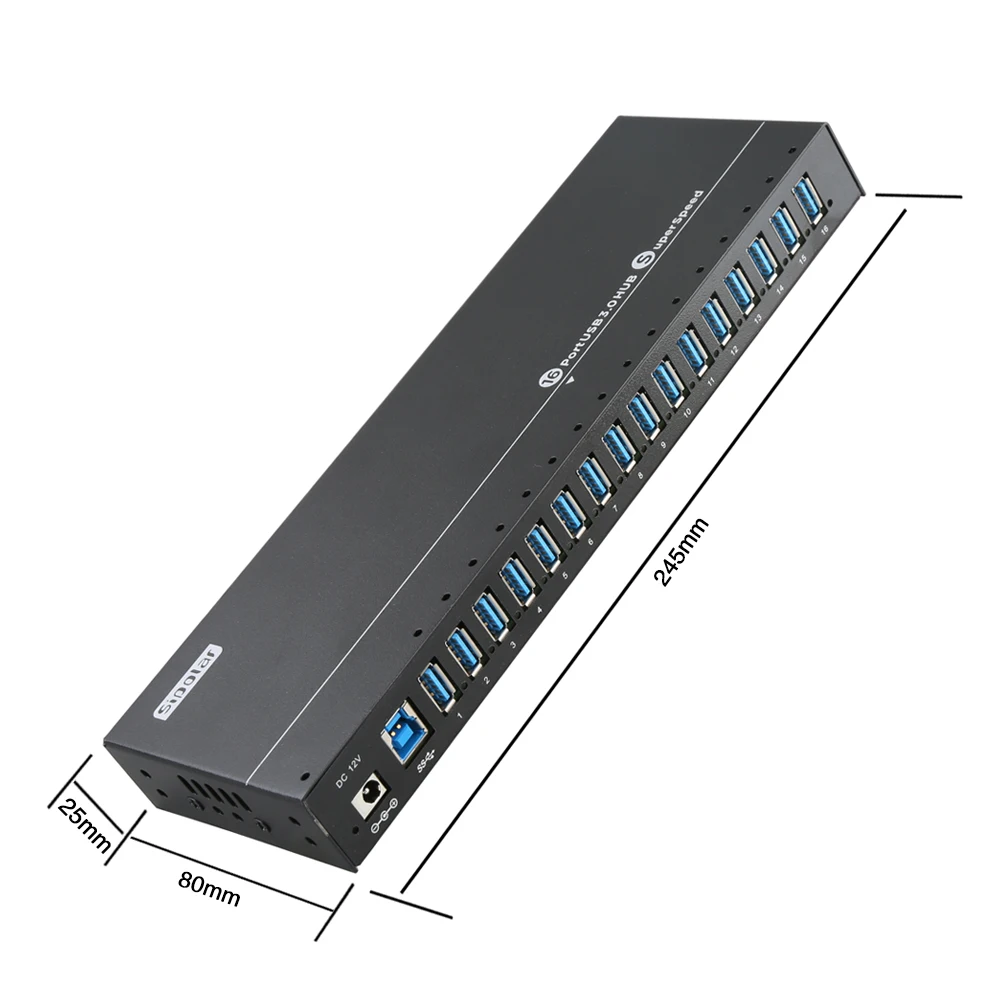 

Sipolar A-316 High speed expansion 120W powered 16 port usb quick charge 3.0 data hub with smart card reader