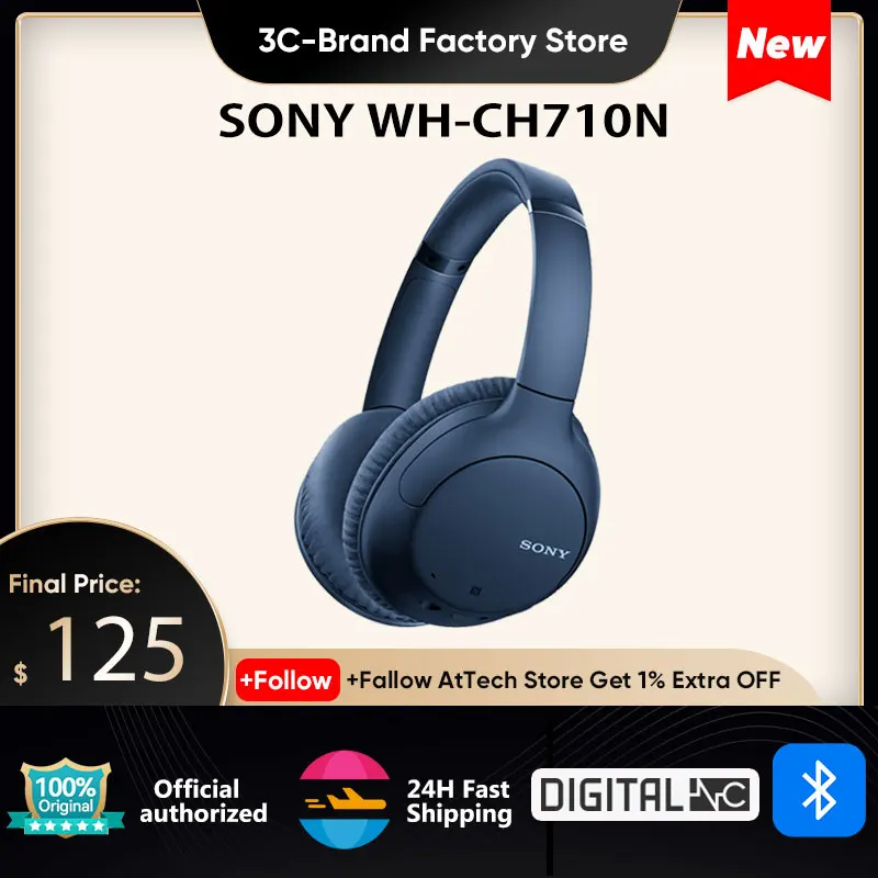 

Sony WH-CH 710 N Wireless Bluetooth Headphones Noise Over-ear Headset Hi-Res Wireless 30hrs Playback HiFi Headsets