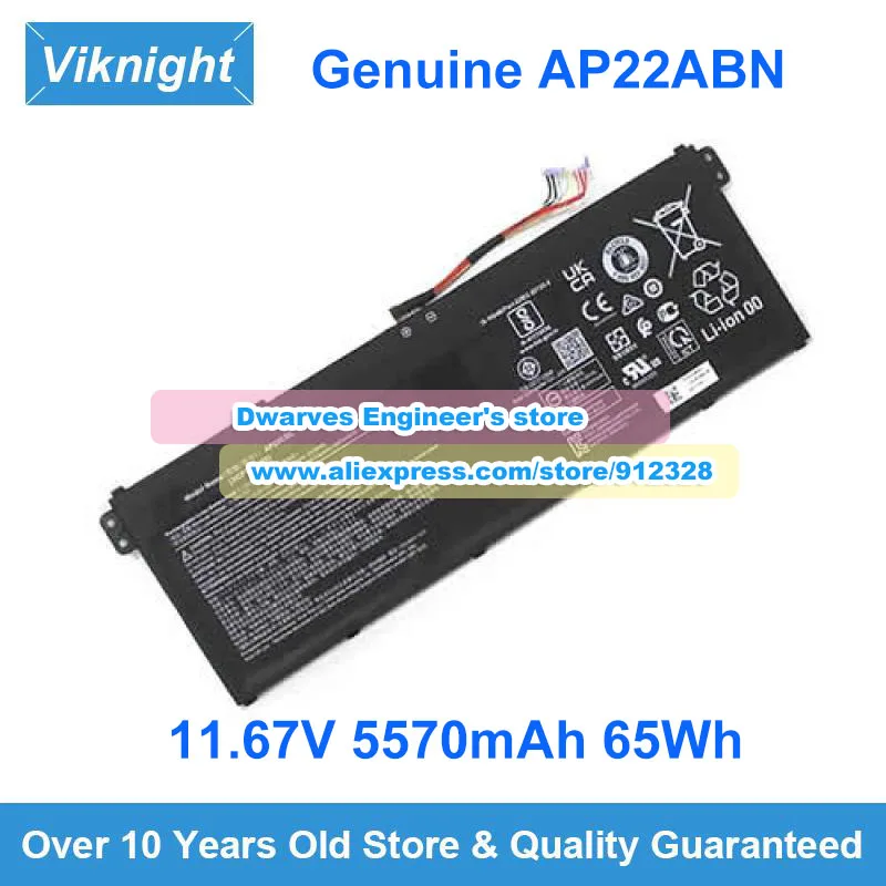 Оригинальный аккумулятор для ноутбука AP22ABN 11 67 В 65 Втч 5570 мАч Acer Swift Go 14 SFG14-41 16 SFG16-71