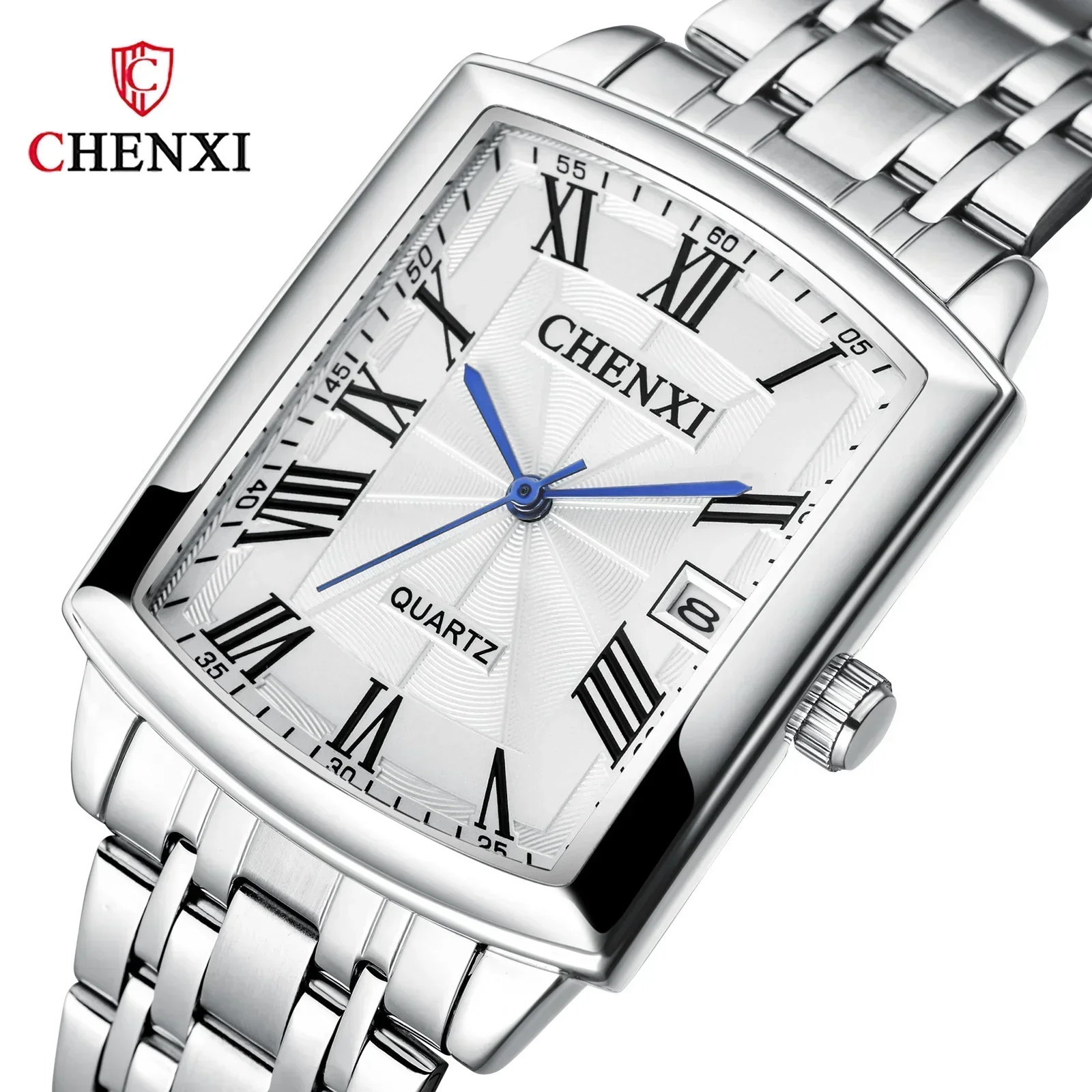 Chenxi 079A Пара Досуг Календарь Кварцевые Мужские Женские Часы Spor Montres Homme Серебряные