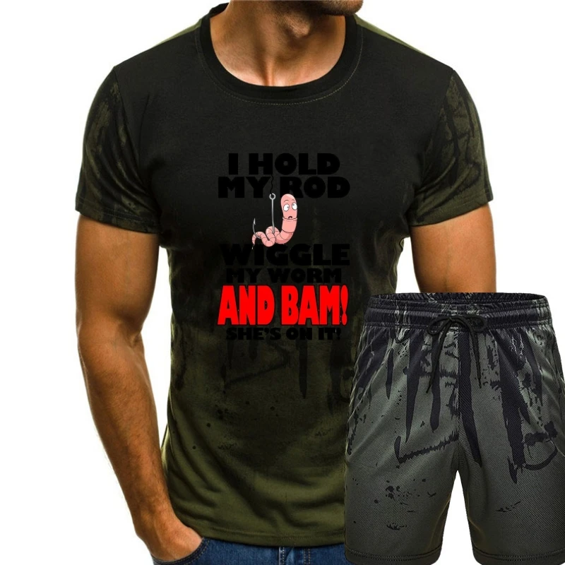 

Mens Funny Fishing T-Shirt I Hold My Rod Ideal Gift or Birthday Present