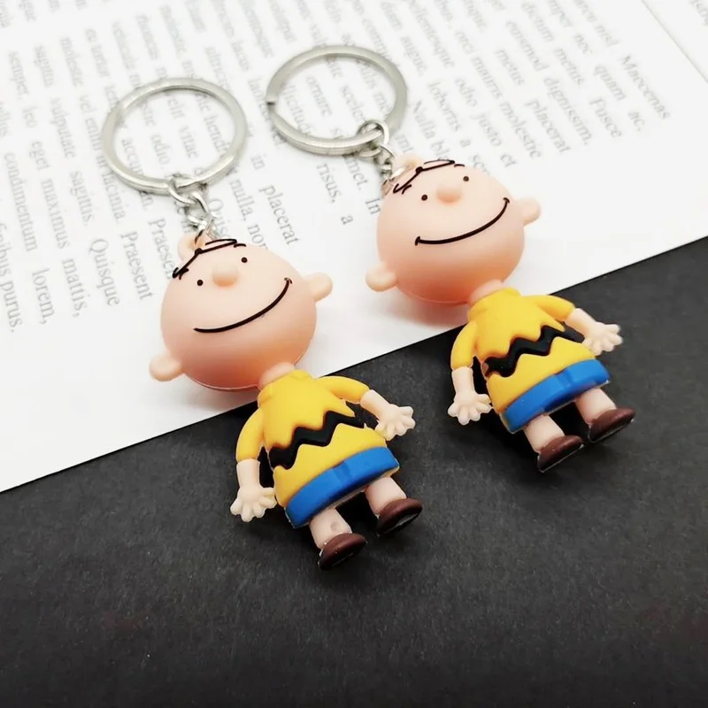 

Cartoon PEANUT'S Brown Figure Charlie Key Chain Model Doll Creative Car Keychain Cute Pendant Bag Accessories Couple Present