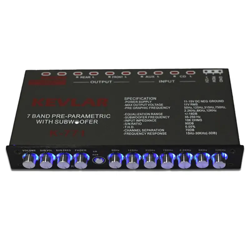 

7 segment equalizer Car Audio EQ tuning crossover Amplifier Car Equalizer DC 12V D3-008