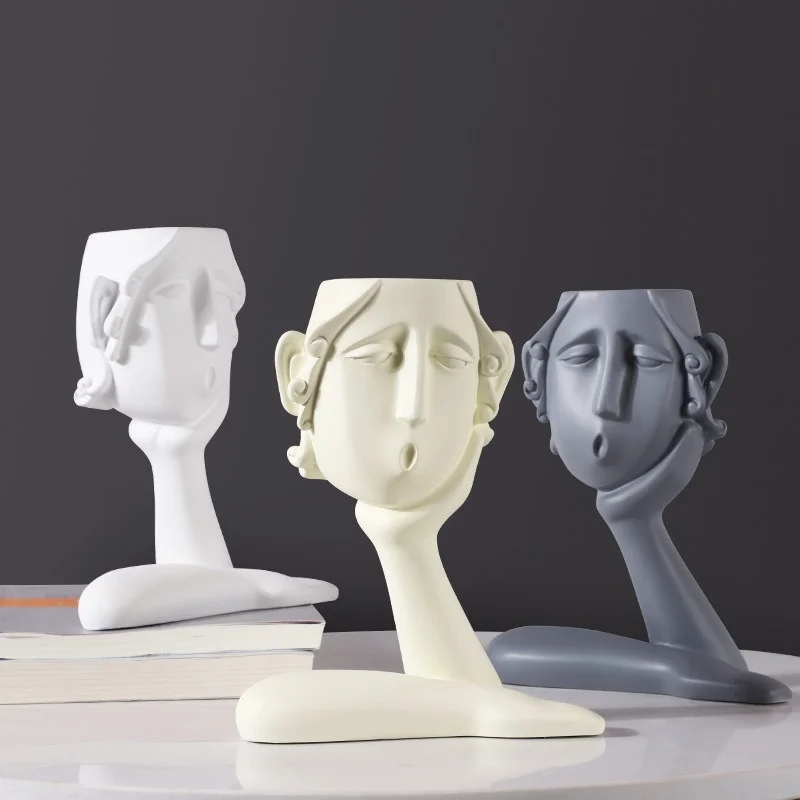 

Современная кашпо в скандинавском стиле, ваза, фигурка головы, цветочный горшок, портретная скульптура, цветы ручной работы из смолы, художе...