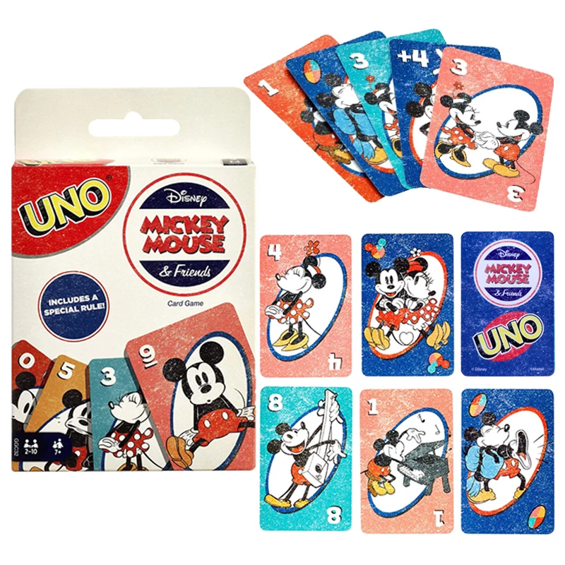 

UNO Disney Mickey Mouse Minnie Board Game Cartoons Cute Poker Playing Cards Box Unos Toys for Adults Kids Birthday Gifts