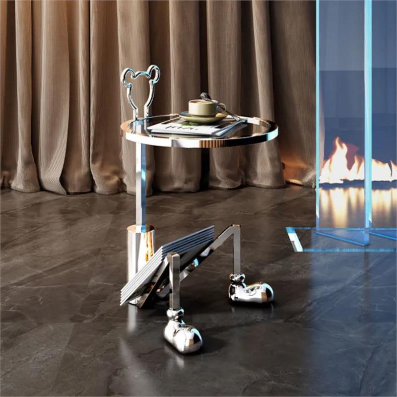 

Denmark Cartoon Creative Sofa Side Table Living Room Modern Light Luxury Small Coffee Table Magazine Storage Art Table